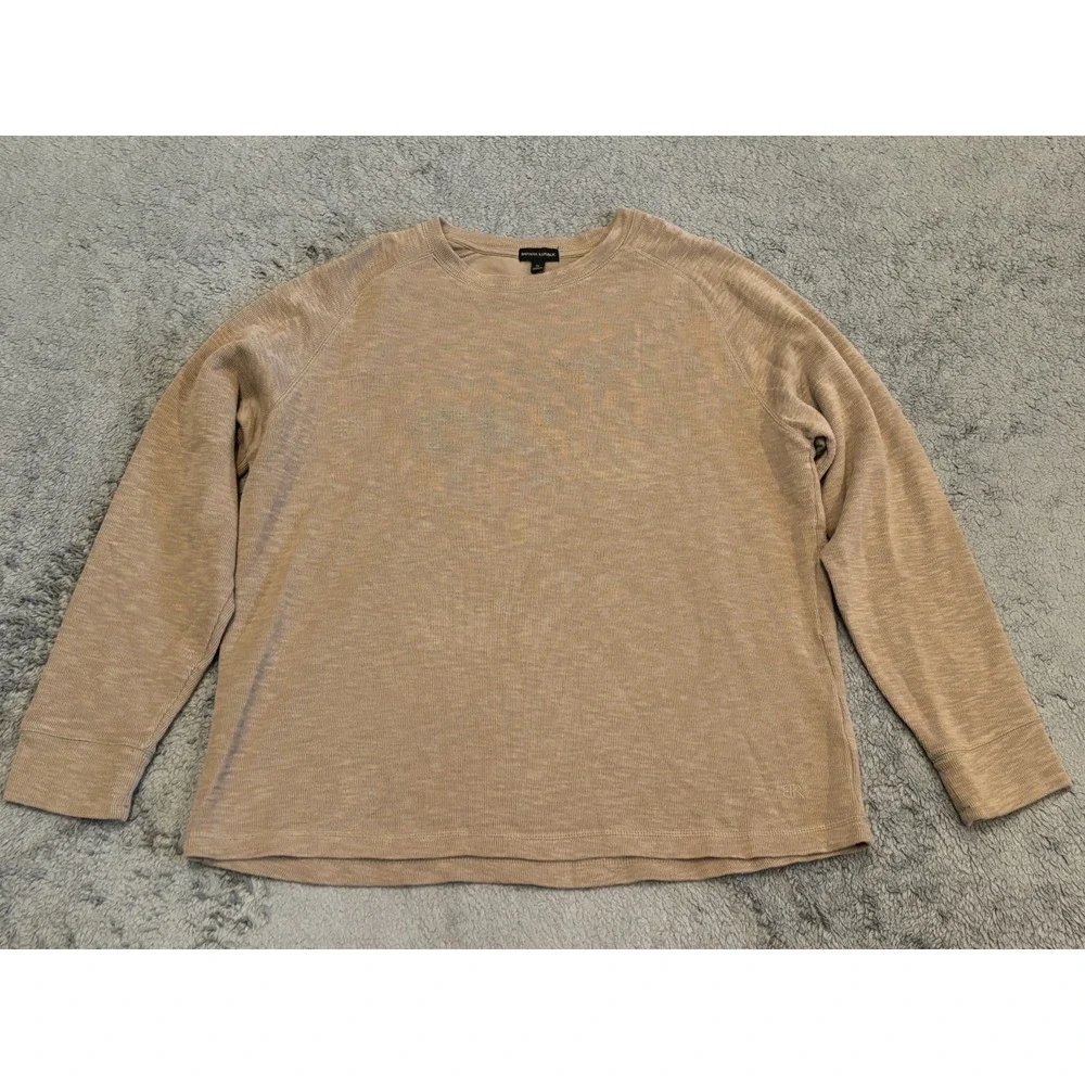 Banana Republic Mens XL Brown Crewneck Thermal Waffle Knit Sweater Pullover